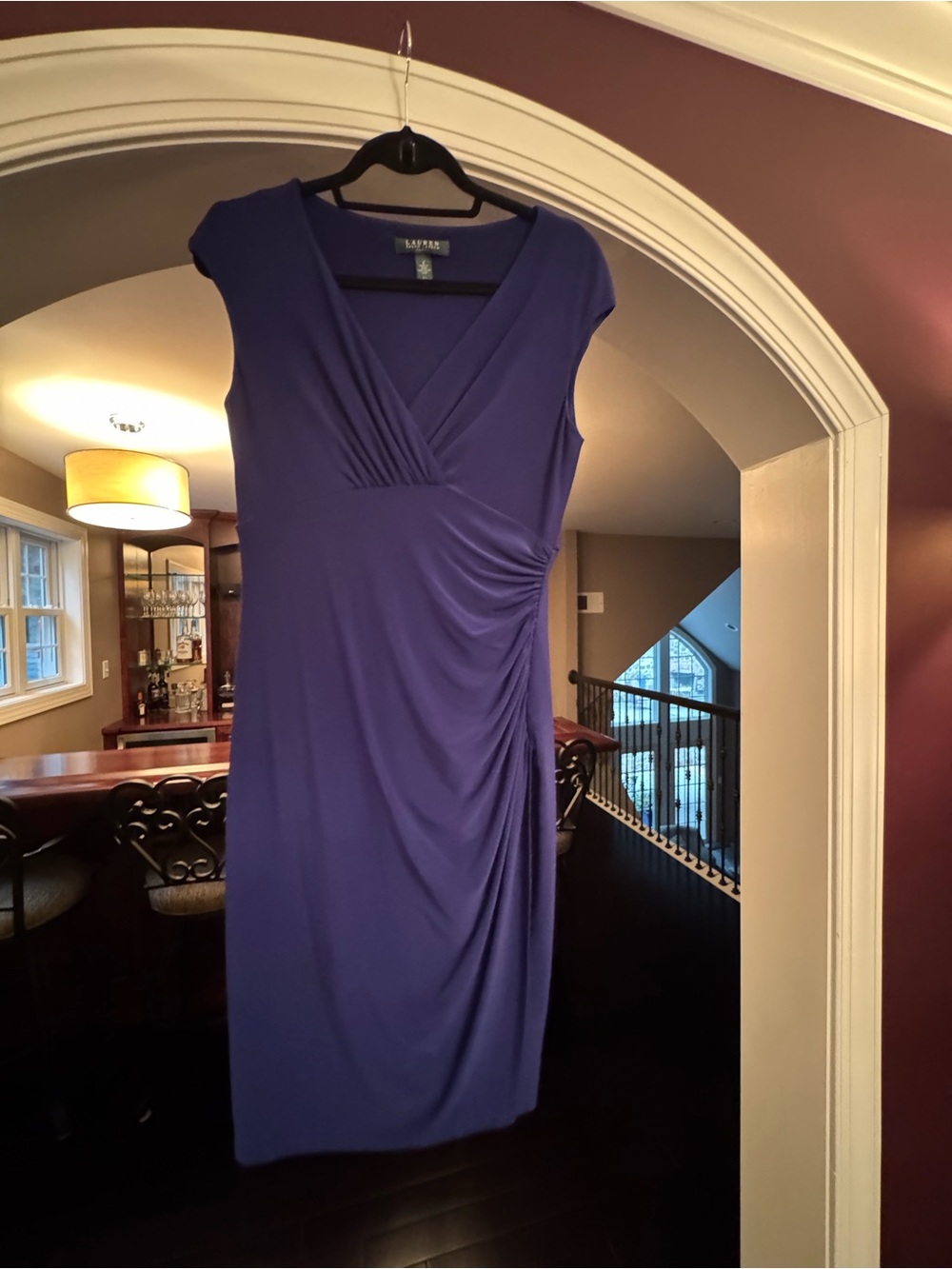 Lauren Ralph Lauren Deep Blue Cap Sleeve Midi Dress